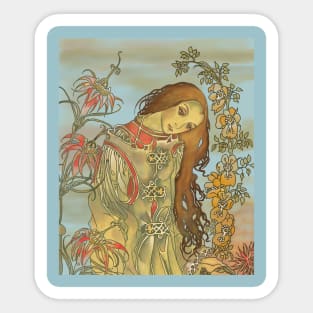 Pre-Raphaelite Girl 2 (Blue) Sticker